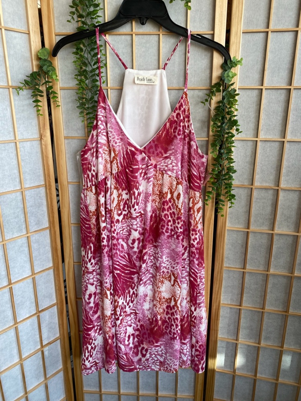 Peach Love California Pink Multi Animal Print Babydoll Dress
